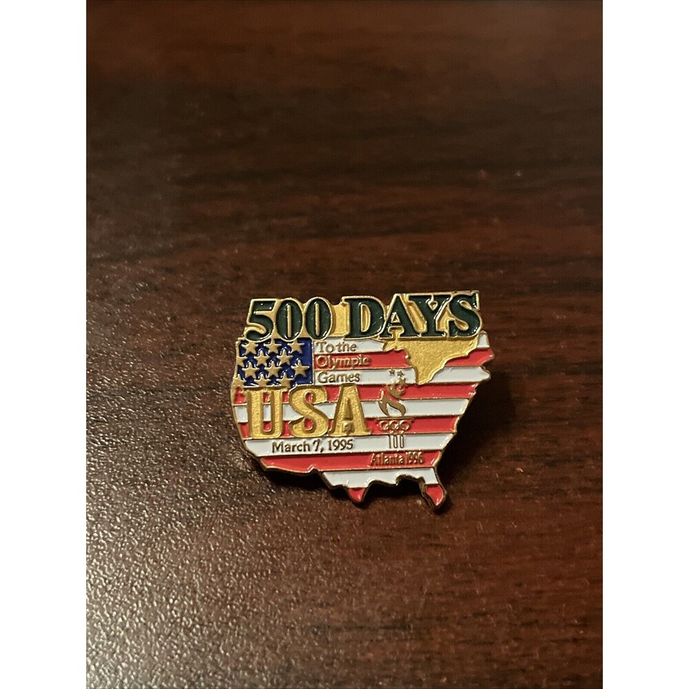 Vintage Countdown To The 1996 Atlanta Olympics 500 Days USA Lapel‎ Hat Pin